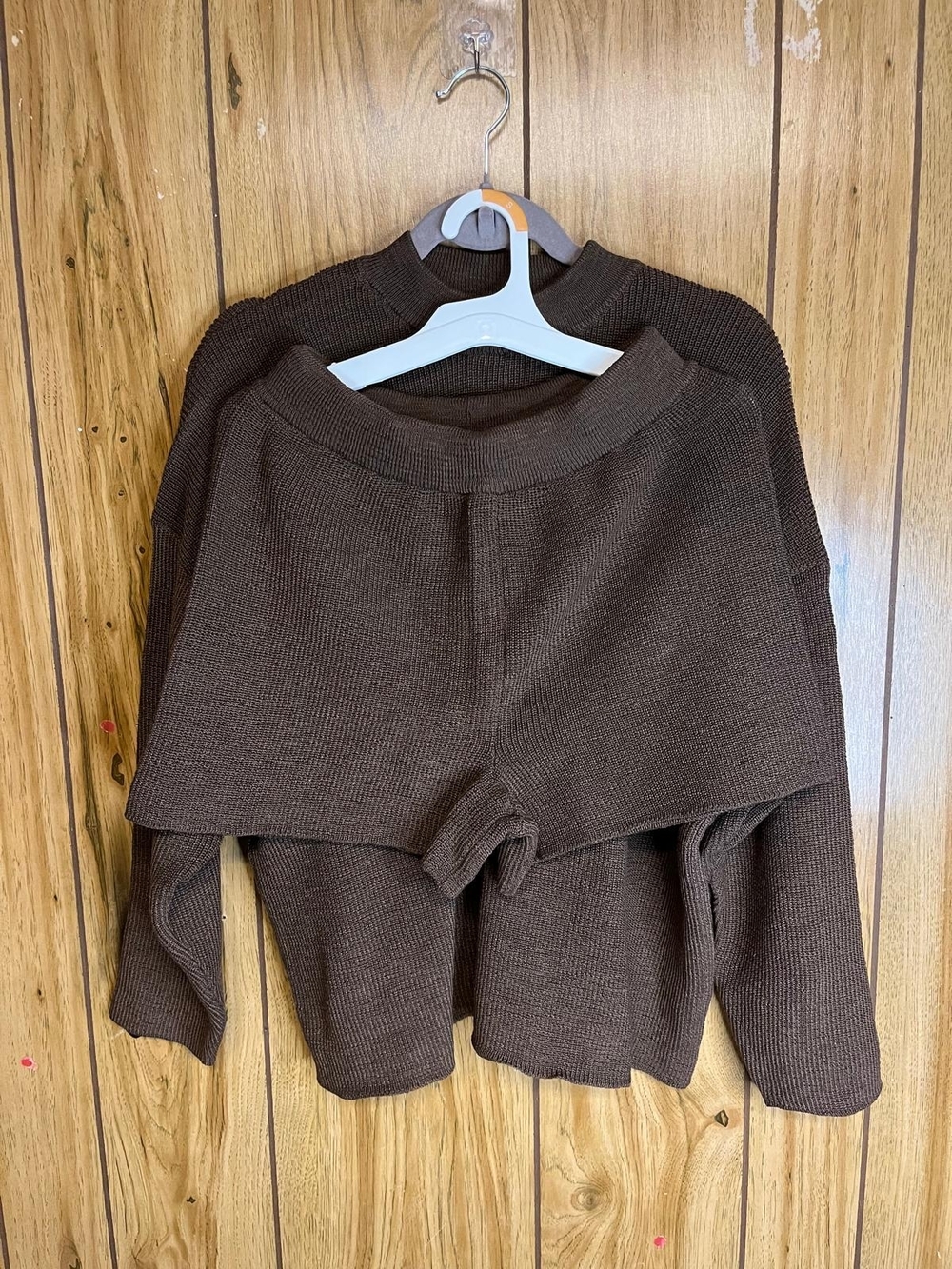 Cozy Women's Knit Sweater Set in Dark Brown